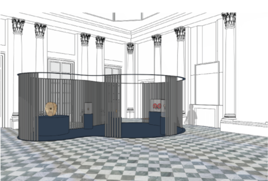 Dupré Salon - Scenographic plan of the Monnaies et Merveilles exhibition